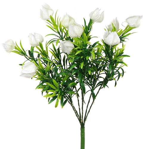 Светильник на солнбатарее (фигура на спице с подсветкой) Тюльпаны 75 см, Белый (свечение теплбелый)_5