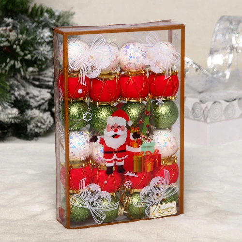 Набор украшений "Экзотика" 4 см (набор 24 шт), Красный, белый, зеленый