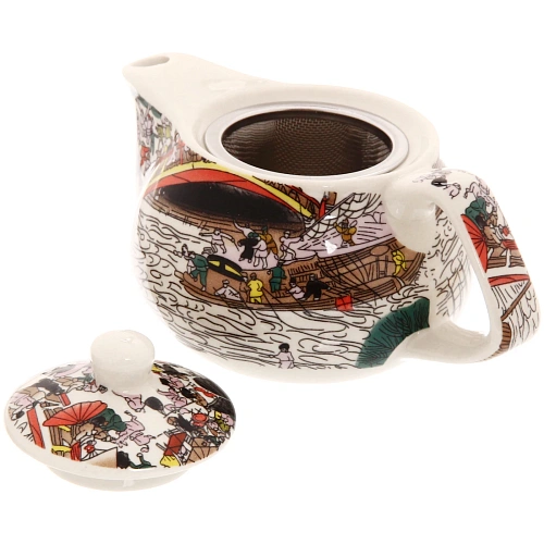 Чайник заварочный керамический 200мл с ситом Деревня_6