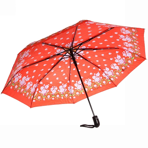 Зонт женский полуавтомат Ультрамарин - Венера, микс 6 цветов, 8 спиц, d-100см, длина в слож виде 28см, голубые цветы_15