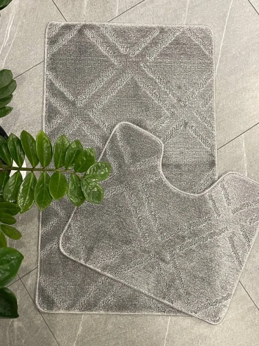 Комплект ковриков для ванной и туалета My Crystal 60*100 и 50*60 Плитка,Ромб,серый