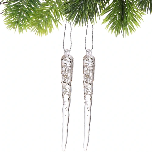 Подвеска Морозная сосулька 10 см (набор 2 шт), Шампань_3