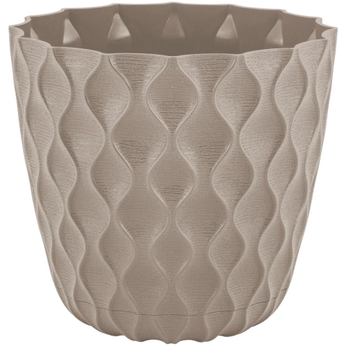 Горшок для цветов пластиковый 0,65л d-11,5см "Wave" с дренажной сеткой и съемным поддоном, французский платан