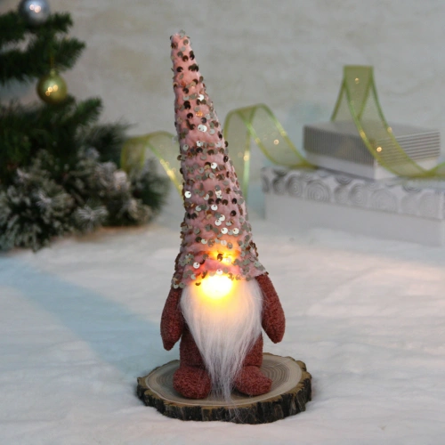 Сувенир с подстветкой "Волшебный лесовичок" 9*7*27 см, розовое золото