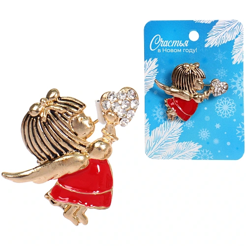 Брошь "Зимняя сказка - Ангелочек" 3,7*3см