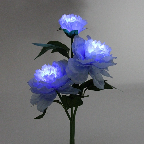 Светильник на солнбатарее (фигура на спице с подсветкой) Великолепная роза 73 см, Голубой (свечение белое)_9
