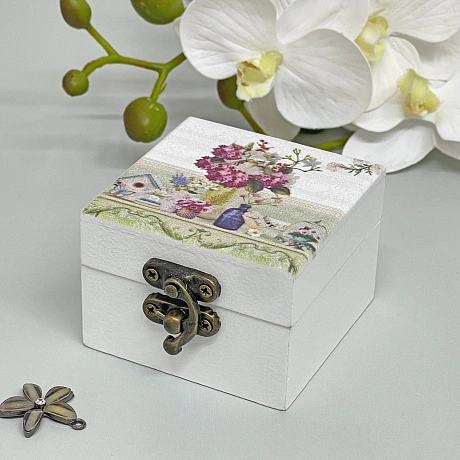 Шкатулка деревянная с зеркалом "МАРЦИПАН", ароматная вербена, 6.5*6.5*4.5см (в коробке)