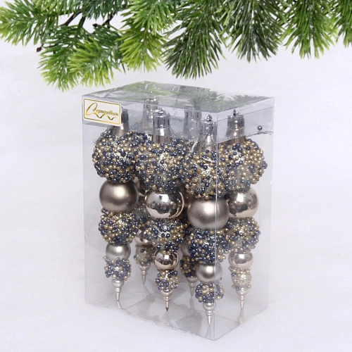 Набор украшений SHINE Fairy tale 14 см (6 шт), champagne silver_2