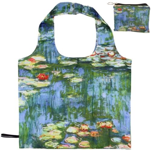 Сумка - шоппер в чехле с замком водонепроницаемая  "ИДЕЯДОМА", принт водяные лилии, 46*55см