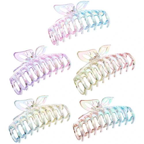 Заколка-краб для волос "Мон Пион", бабочка, микс 6 цветов, 11см (Блистер)