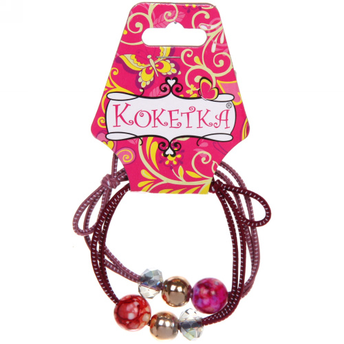 Резинки для волос 2шт "Кокетка - Your Style Малахит", цвет бусин микс, d-5,5см