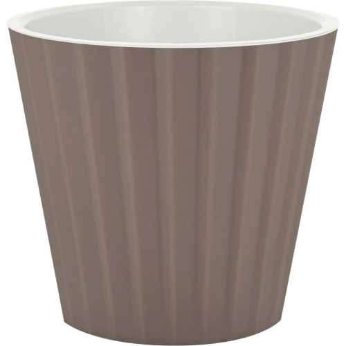 Горшок для цветов пластиковый 5,8л d-23см "Sand"  c дренажной вставкой, французский платан