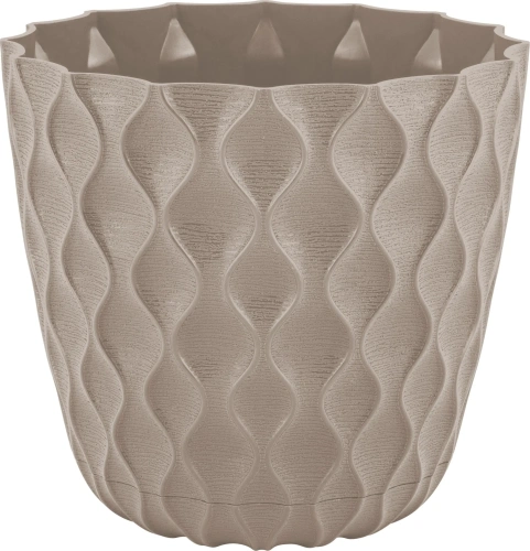 Горшок для цветов пластиковый 2,5л d-17,5см "Wave" с дренажной сеткой и съемным поддоном, французский платан