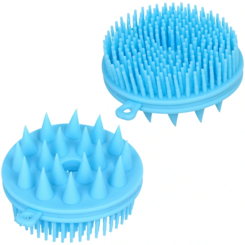 Щетка для вычесывания шерсти двухстороняя "Счастливый хвост!", цвет голубой, 8*4см (коробка)