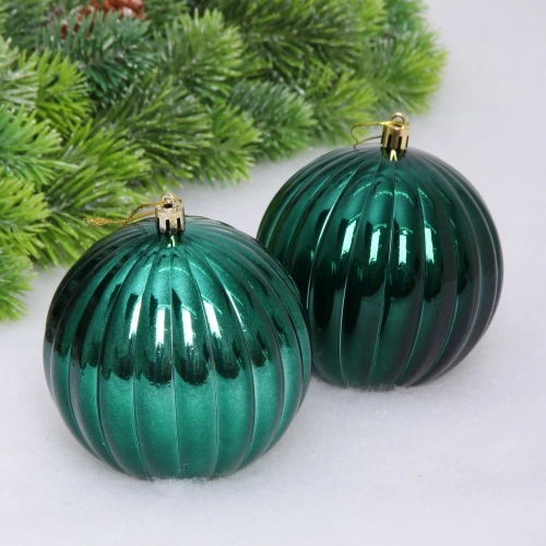 Набор шаров "Волшебные грани " 10 см (в наборе 2 шт), Изумруд