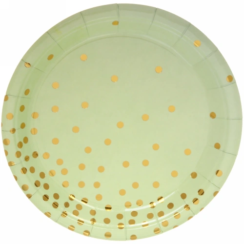 Тарелка бумажная 18 см в наборе 10 шт "Конфетти" салатовая
