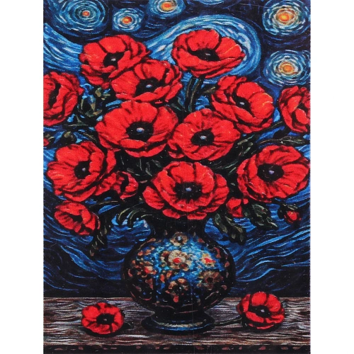 Алмазная мозаика в рулоне 3040см полная выкладка DIAMOND, Букет Маки_4