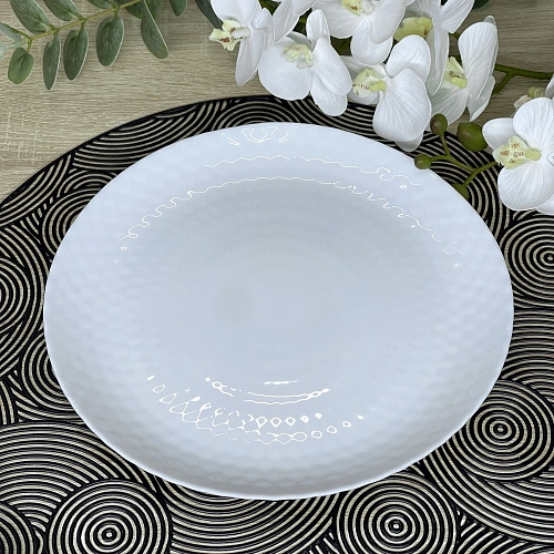 Тарелка "White magic" 25*2см стеклокерамика Ромбы
