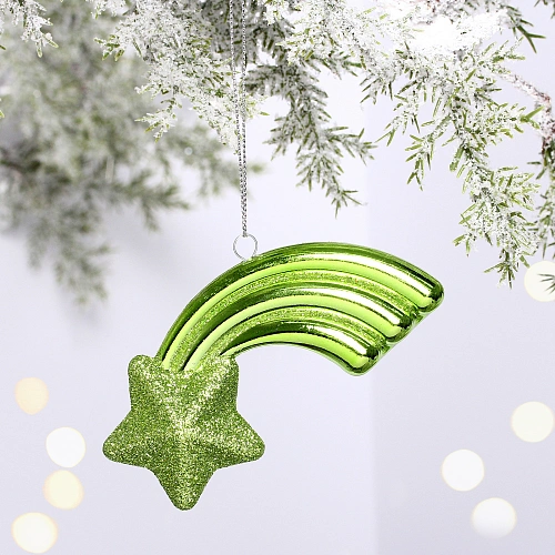 Ёлочная игрушка "Звезда желаний" 11*5*1,5 см, зелёный