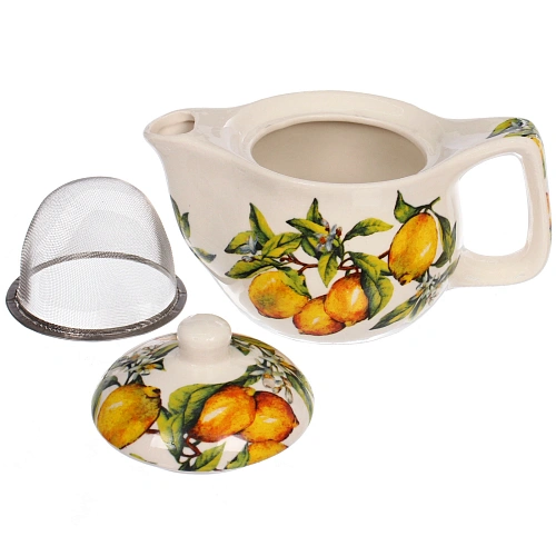 Чайник заварочный керамический 350мл с ситом Лимоны_7