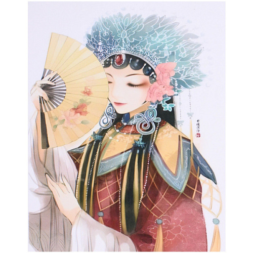 Алмазная мозаика на подрамнике с полным заполнением "МИР ЯРКИХ КРАСОК", Акамэ и веер, 20*30 см