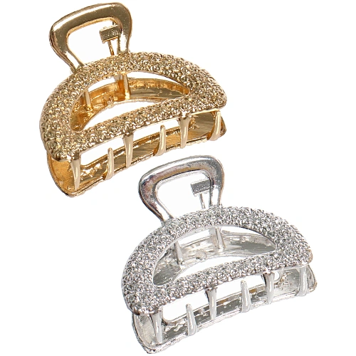 Заколка - краб для волос на блистере "КАСКАДА", трапеция, цвет золото и серебро, 2.5*4см (пакет с подвесом)