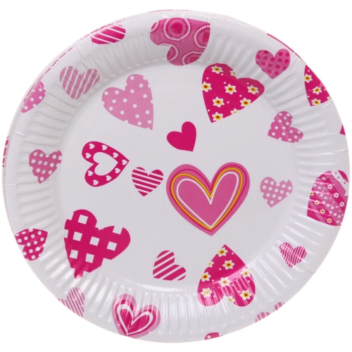 Тарелка бумажная 18 см в наборе 10 шт "Сердечки"
