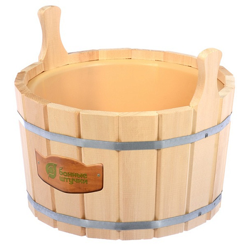 Ушат "шайка", 12 л, "Банные штучки" с пластиковой вставкой, липа 