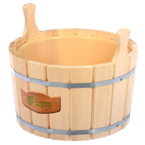 Ушат "шайка", 12 л, "Банные штучки" с пластиковой вставкой, липа 