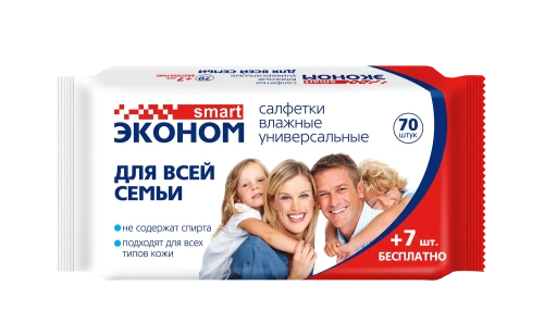 Салфетки влажные SMART Эконом для всей семьи Универсальные 77 шт