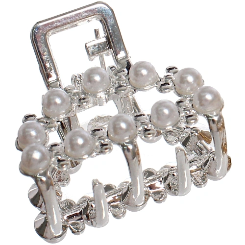 Заколка - краб для волос на блистере 1шт PREMIUM, тоскана, цвет серебро и золото, 2526см_7