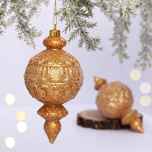 Ёлочные игрушки VERSAILLES "Снежная капля" 16*8 см (набор 2 шт), Розовое золото