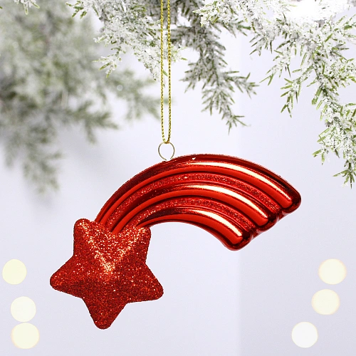 Ёлочная игрушка "Звезда желаний" 11*5*1,5 см, красный