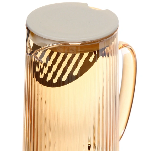 Кувшин стеклянный 1200мл Орфей с пластиковой крышкой и ситом, золотой_4