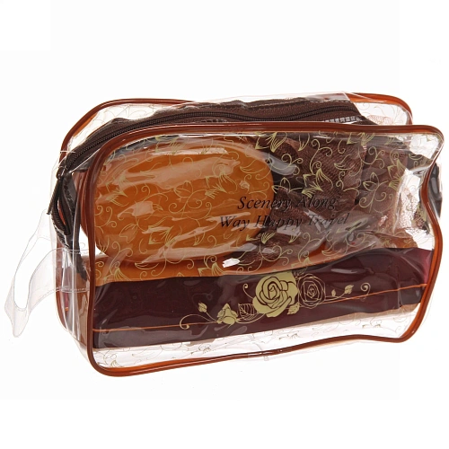 Набор банный дорожный 4шт Traveler - Rose, (мочалка, футляр 2шт, расческа), микс два цвета, 2113,56,5см,_5