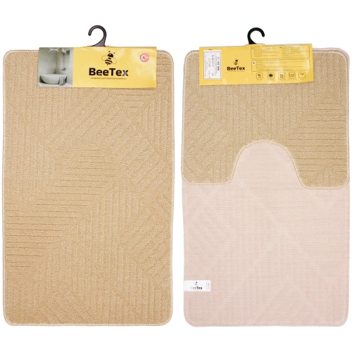 Комплект ковриков для ванной и туалета BEE TEX 55x90 + 45x55 латте.МС 3-003