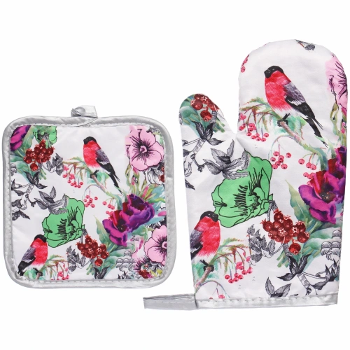 Прихватка в наборе с прихваткой-варежкой "Цветущий сад" 25,5*16 см, 17*17 см