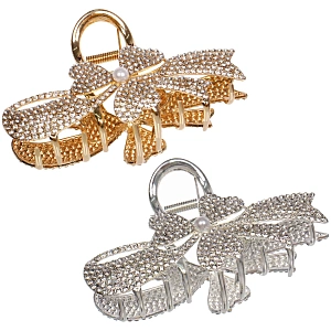 Заколка - краб для волос на блистере "LAVITA", цветочек, цвет серебро и золото, 10,5*6,5см