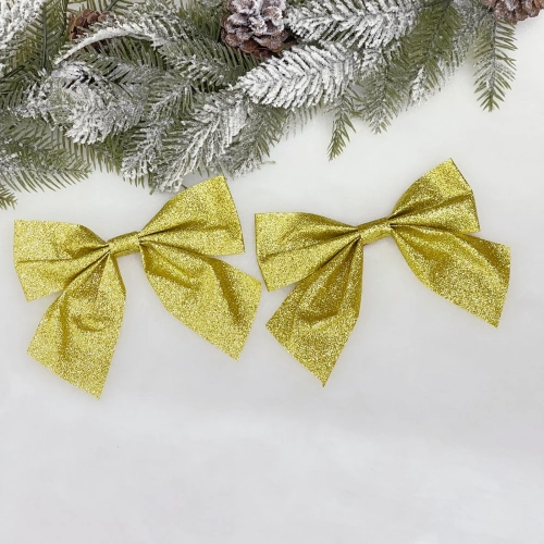 Бант на ёлку "Зимнее очарование" 15*15 см (набор 2 шт), Золото