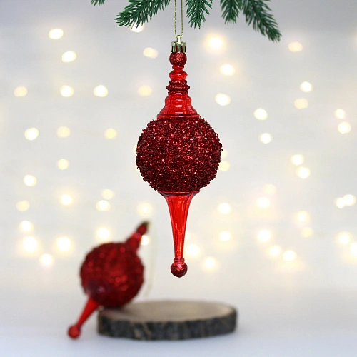 Елочные украшения "Мерцание ночи"  6.5*6.5*19.5 см (набор 2 шт), Красный