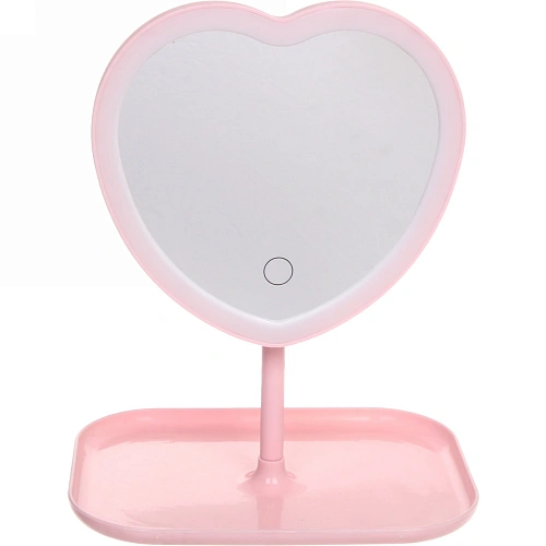 Зеркало настольное с подсветкой на подставке Mary Touch - Heart, цвет розовый, USB, 2029см_4