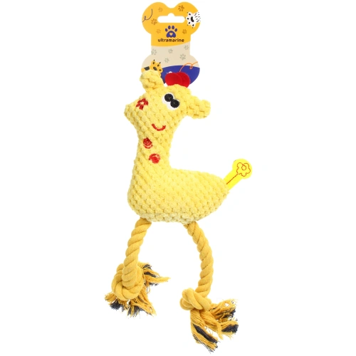 Игрушка для собак малых и средних пород "ЗООГРАД", жирафик, цвет желтый, с пищалкой, 27см (лейбл)