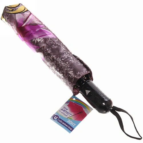 Зонт женский полуавтомат Ультрамарин - Венера, микс 6 цветов, 8 спиц, d-100см, длина в слож виде 28см, голубые цветы_23