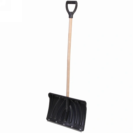 Лопата снеговая "Крепыш-2" 465*340 мм, пластик.с клёп. пл., мет.чер и  с V-ручкой, d=32