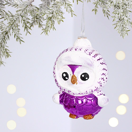 Ёлочная игрушка "Чудной пингвин" 7*5*10 см, Фиолетовый