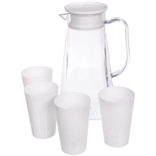 Кувшин пластиковый 1.7л "Летний хит" в наборе с 4-мя стаканами 200мл
