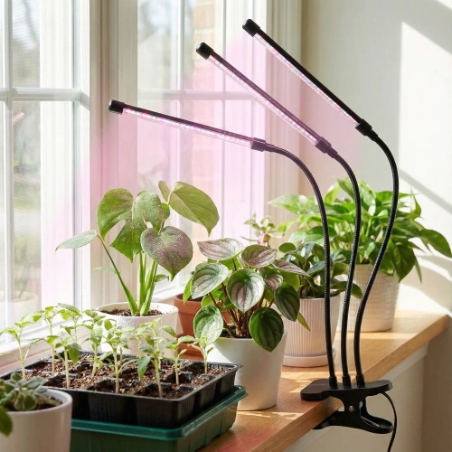 Светильник фито для растений и рассады "ECO" 11*8*64 см 72 LED USB на прищепке, тройной