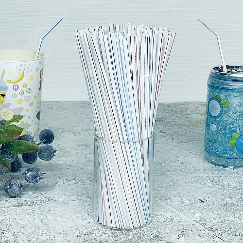 Трубочка для коктейля "Веселая полоска" 5*210 мм (в наборе 100 шт), микс