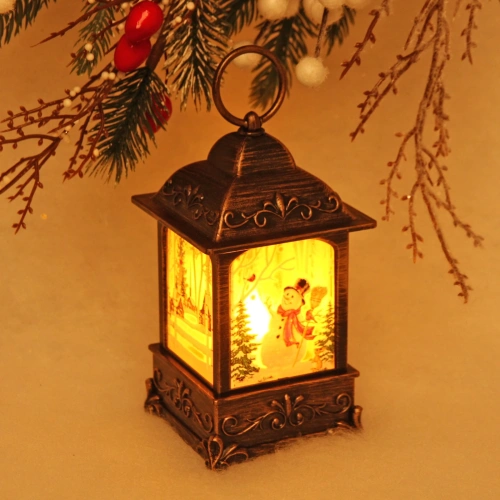 Сувенир с подсветкой Christmas "Фонарь - Зиминий переполох" 13х7,3х7,3 см (работает от 3х батареек ААА)