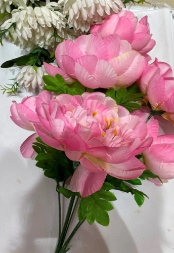 Искусственные цветы "Цветочная мелодия" Пионы 60см 7 цветков белые